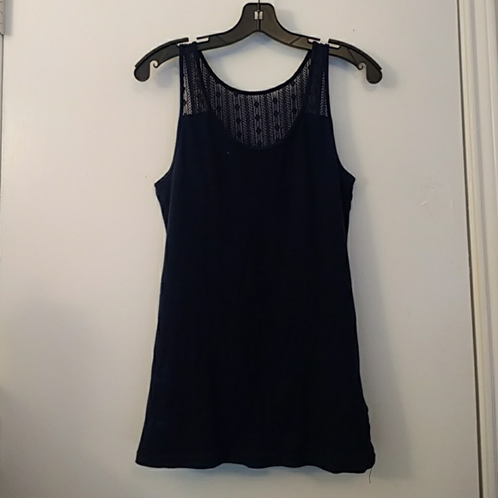 Navy blue lace back tank top